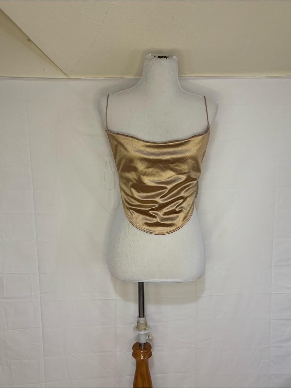 Windsor Gold Satin Cowl Crop Top